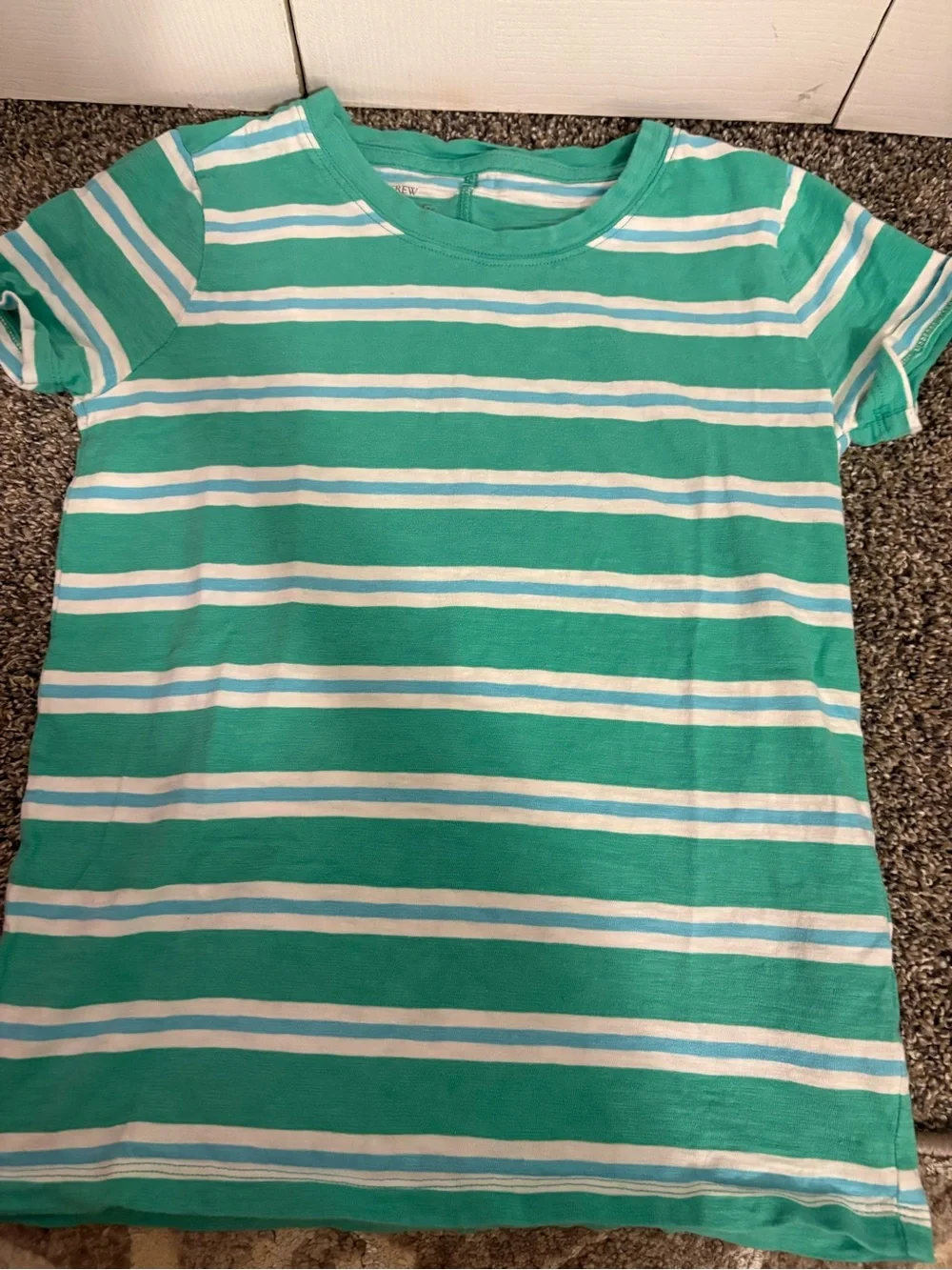 J. Crew Women’s Teal & White Striped Short-Sleeve Tee - Picture 1 of 5